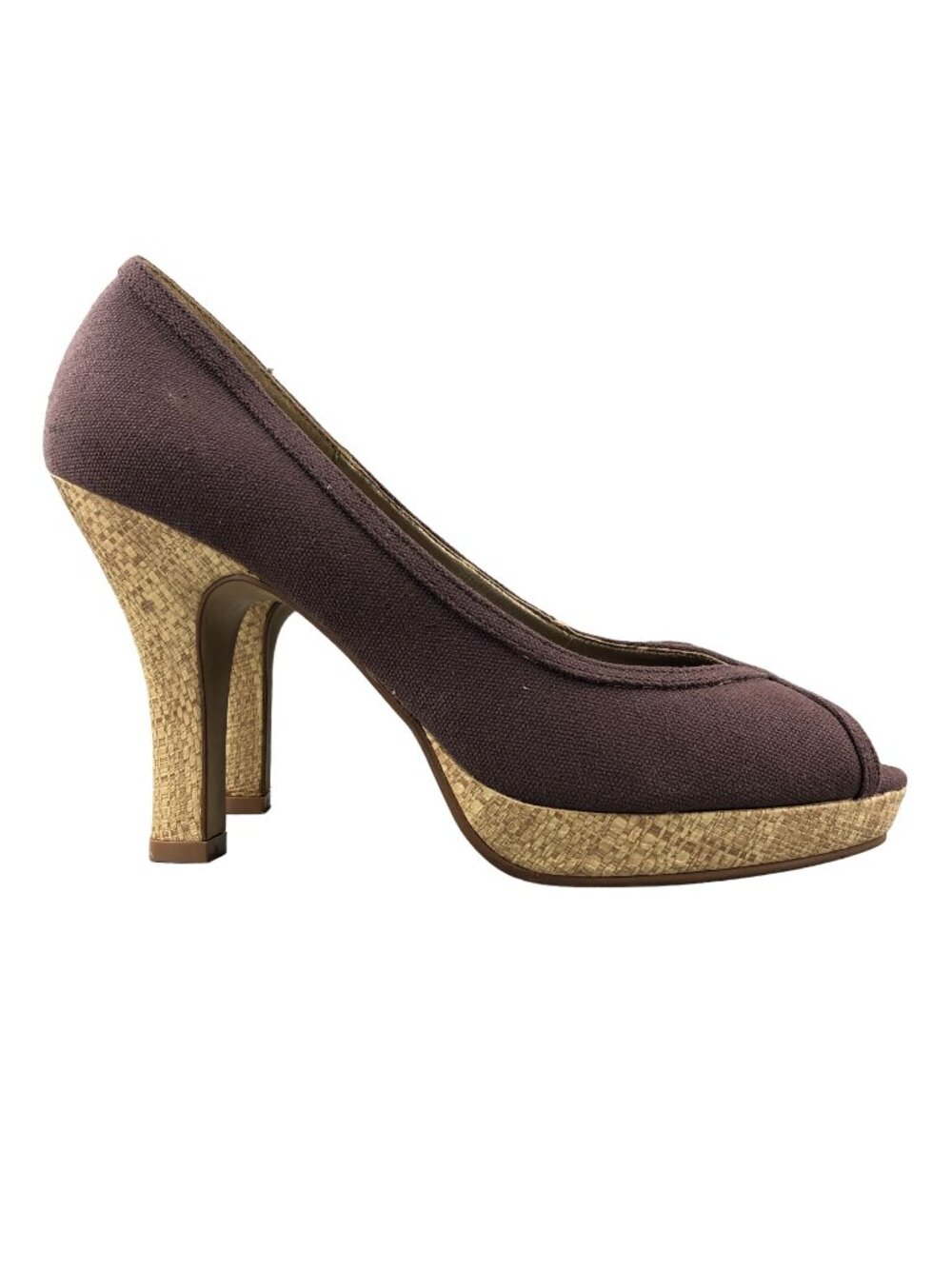 Madden Girl Women's Size 10 Lakita Brown Peep Toe Fabric Platform Pumps Heels